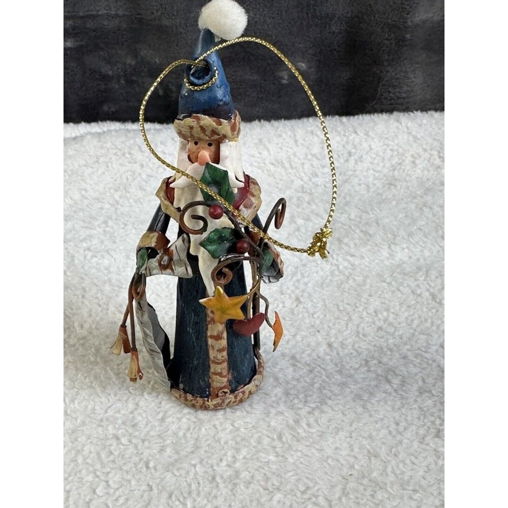 All Metal Folk Art Style Santa Claus Christmas Ornament Or Table Décor Xmas READ